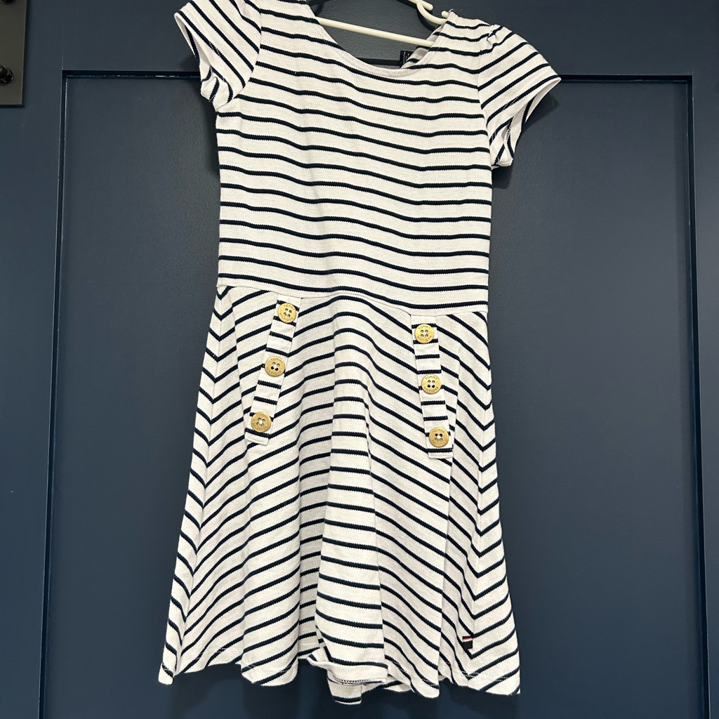 Tommy Hilfiger Navy And White Striped Kids Dress